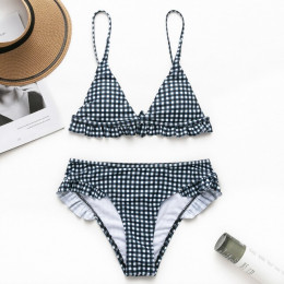 Peachtan pled ruffles bikini 2019 mujer Push up strój kąpielowy kobiet wysokiej cut stroje kąpielowe damskie kostium kąpielowy z