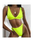 Neon regulowany pasek Bikini stroje kąpielowe z wysokim stanem dla kobiety Push Up strój kąpielowy kobiet Biquini stringi Sexy s