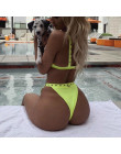 Neon regulowany pasek Bikini stroje kąpielowe z wysokim stanem dla kobiety Push Up strój kąpielowy kobiet Biquini stringi Sexy s