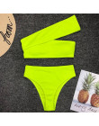 2019 Sexy Neon zielony wysokiej talii Bikini kobiety żebrowany strój kąpielowy jedno ramię stroje kąpielowe kobiet bikini set br