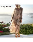 CHICEVER wiosna Patchwork Ruffles kobiety sukienki V Neck płatek rękaw luźne perspektywy wakacje sukienka moda ubrania fala