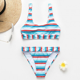 Bikinx Strappy bandeau strój kąpielowy kobiet 2019 Push up stroje kąpielowe kobiety sexy kąpiących się w paski stringi bikini pl