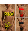 W X Leopard bikini 2019 mujer kąpiących się Bandeau strój kąpielowy kobiet Sexy bandaż bikini wysokiej cut stroje kąpielowe dams