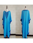 2019 Plus Size Blue Embroidered Summer Beachwear Chiffon Kaftan Beach Woman Tunic Bath Dress Robe plage Swim Wear Cover Up Q746