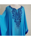 2019 Plus Size Blue Embroidered Summer Beachwear Chiffon Kaftan Beach Woman Tunic Bath Dress Robe plage Swim Wear Cover Up Q746