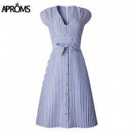 Aproms w stylu Vintage pasek drukuj Midi sukienka kobiety elegancki głębokie V Sash krawat Up Bodycon sukienki kobiet lato Stree