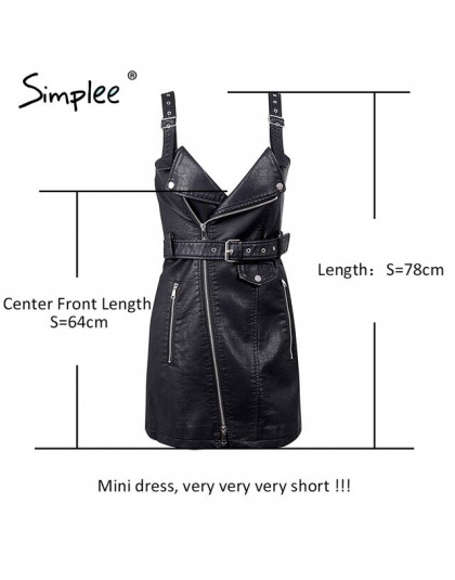 Simplee moda PU skóra kobiet sukienka z dekoltem w kształcie litery V mini bodycon seksowna sukienka boże narodzenie zamek jesie