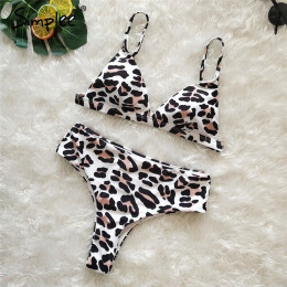 Simplee Leopard drukuj kobiety dwuczęściowy playsuit wysokiej talii push up trójkąt stroje kąpielowe Sexy kwiatowy print kobieta