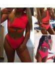 Jedno ramię klamra bikini 2019 mujer strój kąpielowy kobiety biquinis Neon wysokiej talii strój kąpielowy kobiet kąpiących strój