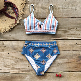 CUPSHE zielony i Floral Lace-up Halter Bikini ustawia kobiety zapiekanka dwa kawałki stroje kąpielowe 2019 dziewczyna plaża kost