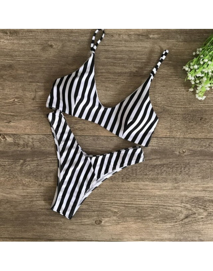 Nowy 2018 strój kąpielowy bikini ze stringami Sexy Zebra czarny i białe paski drukuj podział strój kąpielowy europy strój kąpiel