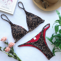 Bikinx trójkąt ciąg sexy stroje kąpielowe kobiety mikro strój kąpielowy Push up leopard print strój kąpielowy kobiet brazylijski