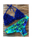 Bikini 2019 Mujer 3D kwiat strój kąpielowy kobiety stroje kąpielowe Halter brazylijski Bikini Set drukuj strój kąpielowy strój k