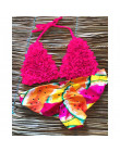 Bikini 2019 Mujer 3D kwiat strój kąpielowy kobiety stroje kąpielowe Halter brazylijski Bikini Set drukuj strój kąpielowy strój k