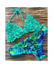 Bikini 2019 Mujer 3D kwiat strój kąpielowy kobiety stroje kąpielowe Halter brazylijski Bikini Set drukuj strój kąpielowy strój k