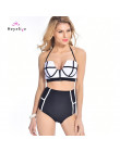 Sexy wysoka talia Bikini Set stroje kąpielowe kobiety Push Up Bikini HighWaist na zamek błyskawiczny kostiumy kąpielowe w stylu 