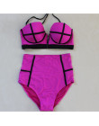 Sexy wysoka talia Bikini Set stroje kąpielowe kobiety Push Up Bikini HighWaist na zamek błyskawiczny kostiumy kąpielowe w stylu 