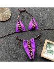 Trójkąt Leopard Bikini 2019 Mujer Biquini Neon zielony sznurek krawat małe Bikini Sexy stringi strój kąpielowy push up Micro kąp