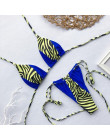 Trójkąt Leopard Bikini 2019 Mujer Biquini Neon zielony sznurek krawat małe Bikini Sexy stringi strój kąpielowy push up Micro kąp