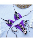 Trójkąt Leopard Bikini 2019 Mujer Biquini Neon zielony sznurek krawat małe Bikini Sexy stringi strój kąpielowy push up Micro kąp