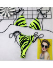 Trójkąt Leopard Bikini 2019 Mujer Biquini Neon zielony sznurek krawat małe Bikini Sexy stringi strój kąpielowy push up Micro kąp