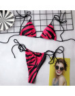 Trójkąt Leopard Bikini 2019 Mujer Biquini Neon zielony sznurek krawat małe Bikini Sexy stringi strój kąpielowy push up Micro kąp