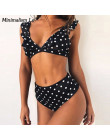 Minimalizm Le wzburzyć strój kąpielowy Sexy Dot drukuj Bikini Set kobiety stałe brazylijskie stroje kąpielowe lato Bikini kobiet