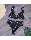 Minimalizm Le wzburzyć strój kąpielowy Sexy Dot drukuj Bikini Set kobiety stałe brazylijskie stroje kąpielowe lato Bikini kobiet