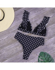 Minimalizm Le wzburzyć strój kąpielowy Sexy Dot drukuj Bikini Set kobiety stałe brazylijskie stroje kąpielowe lato Bikini kobiet