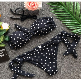 Ariel Sarah bandaż Bikini zestaw 2019 Push Up strój kąpielowy garnitur kobiety Dot Bowknot Bikini kobiety Halter Monokini