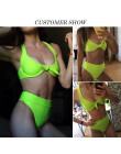 Modny dwuczęściowy strój kąpielowy damski seksowne bikini biustonosz wiązany na szyi stringi z wysokim stanem neonowe kolory