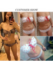 W X Polka dot sexy bikini 2019 Bandeau push up stroje kąpielowe kobiety Lace up biały strój kąpielowy kobiet kwiatowy szeroki st