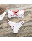 W X Polka dot sexy bikini 2019 Bandeau push up stroje kąpielowe kobiety Lace up biały strój kąpielowy kobiet kwiatowy szeroki st