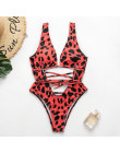 W X Sexy strój kąpielowy jednoczęściowy strój kąpielowy kobiet String monokini Leopard drukuj bikini 2019 Plus rozmiar stroje ką