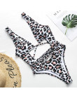 W X Sexy strój kąpielowy jednoczęściowy strój kąpielowy kobiet String monokini Leopard drukuj bikini 2019 Plus rozmiar stroje ką