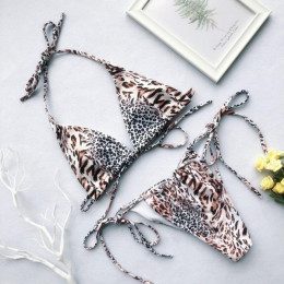 Peachtan Halter leopard bikini 2019 panie stroje kąpielowe kobiety Sexy strój kąpielowy kobiet strój kąpielowy plaży latem nosić