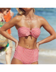 Sexy Ruffles wysoka talia Bikini stroje kąpielowe kobiety bez ramiączek Wrap strój kąpielowy bikini strój kąpielowy niebieskie p