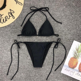 Kurkuma Halter neon bikini 2019 mujer Push up strój kąpielowy kobiet Sexy stroje kąpielowe damskie kostium kąpielowy biquini lat