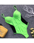 2019 Sexy One Piece strój kąpielowy kobiety Mesh Patchwork stroje kąpielowe Push Up Monokini bandaż strój kąpielowy dla Maillot 