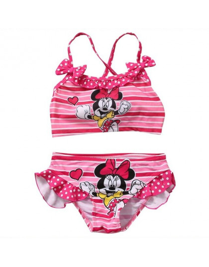 Hirigin dzieci Baby Girl Bikini zestaw 2019 Minnie Mouse różowy strój kąpielowy garnitur 2-7 T śliczne Kawaii kostium kąpielowy 