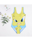 21 wzór 3D Cartoon Monokini kobiety w paski strój kąpielowy stroje kąpielowe otwórz wróć strój kąpielowy Backless plaża nosić Se