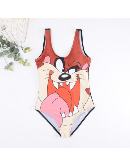 21 wzór 3D Cartoon Monokini kobiety w paski strój kąpielowy stroje kąpielowe otwórz wróć strój kąpielowy Backless plaża nosić Se