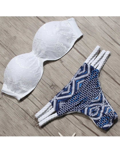 2018 seksowne Bikini w jednolitym kolorze nowy Patchwork strój kąpielowy kobiety koronki muszelki krawędzi Bandeau Bikini Set st