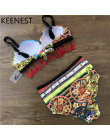 Najchętniej Sexy kwiatowy Print wysokiej talii strój kąpielowy Bikini Push Up stroje kąpielowe kobiety w stylu Vintage Tassel