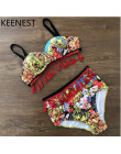 Najchętniej Sexy kwiatowy Print wysokiej talii strój kąpielowy Bikini Push Up stroje kąpielowe kobiety w stylu Vintage Tassel