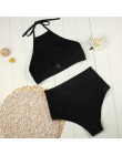 Wysokiej talii strój kąpielowy Sexy Bikini kobiety stroje kąpielowe w stylu Vintage wysoka Neck Bikini Set kostiumy kąpielowe st