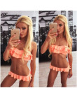 2019 Bikini kobiet strój kąpielowy stroje kąpielowe Sexy Ruffles Bandeau Bikini Set plaża niskiej talii na dole kostiumy kąpielo