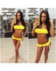 2019 Bikini kobiet strój kąpielowy stroje kąpielowe Sexy Ruffles Bandeau Bikini Set plaża niskiej talii na dole kostiumy kąpielo