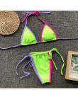 Mossha Sexy neon bikini stringi kąpiących Micro bikini 2019 kobieta Push up stroje kąpielowe kobiet trójkąt strój kąpielowy kobi