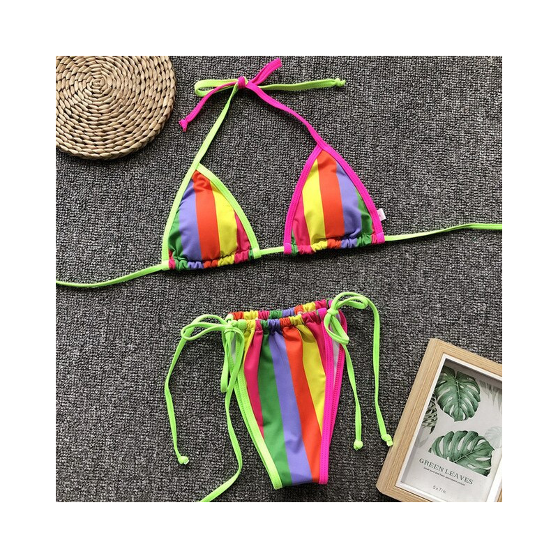 Mossha Sexy Neon Bikini Stringi Kąpiących Micro Bikini 2019 Kobieta